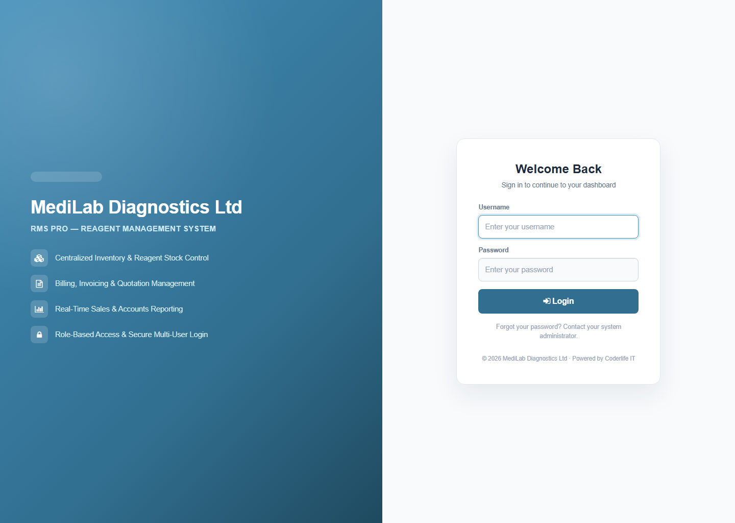 Branded login portal screenshot