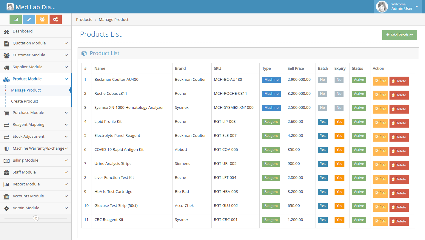 Product Catalog screenshot