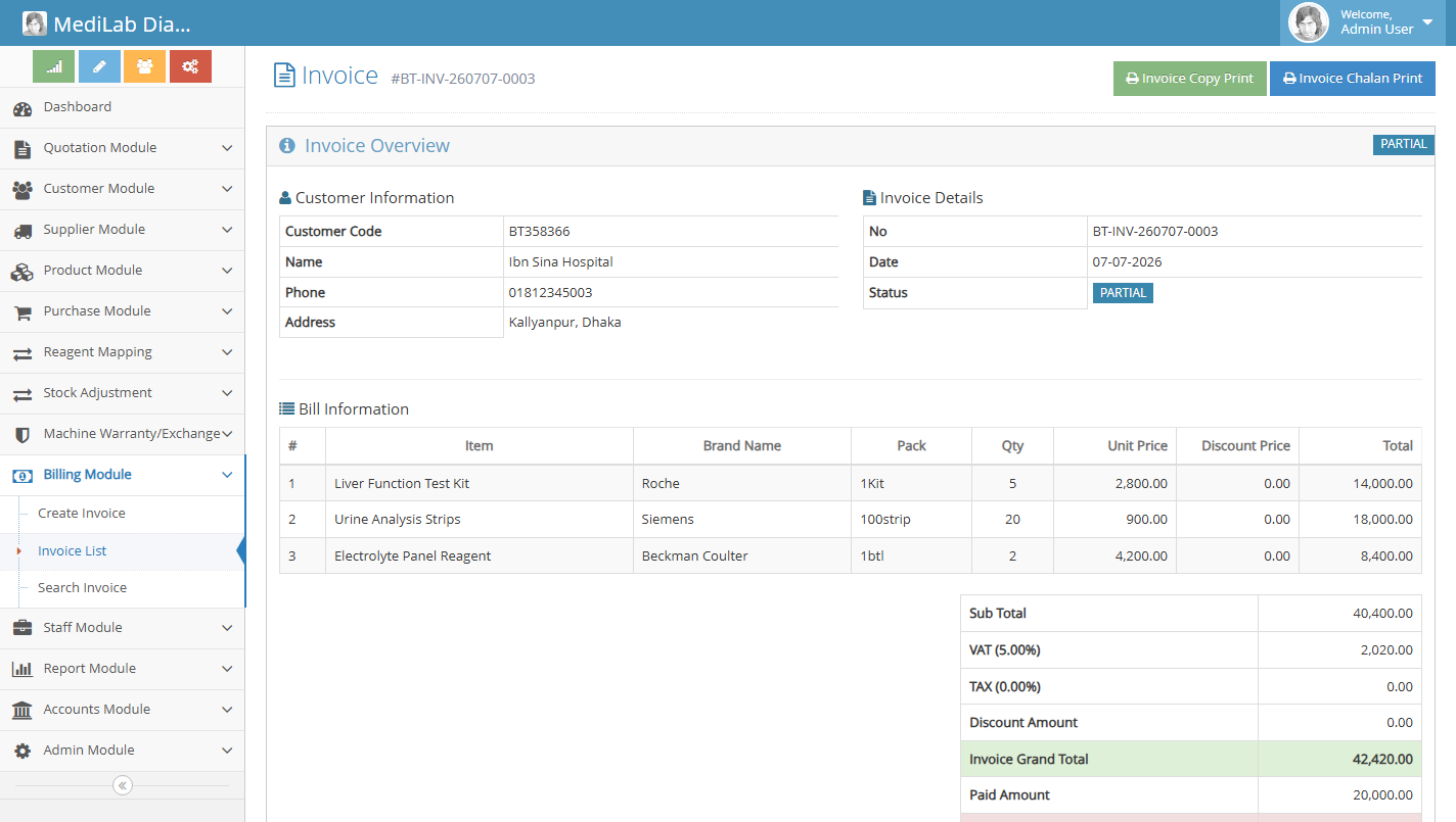Invoice view screenshot