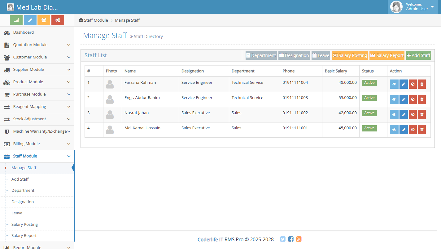Staff Directory screenshot